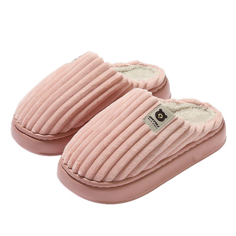 New Cotton Slippers In Autumn and Winter, Thick Warm Plush Wear-resistant Soft Bottom Cotton Mop for Home and Indoor Use