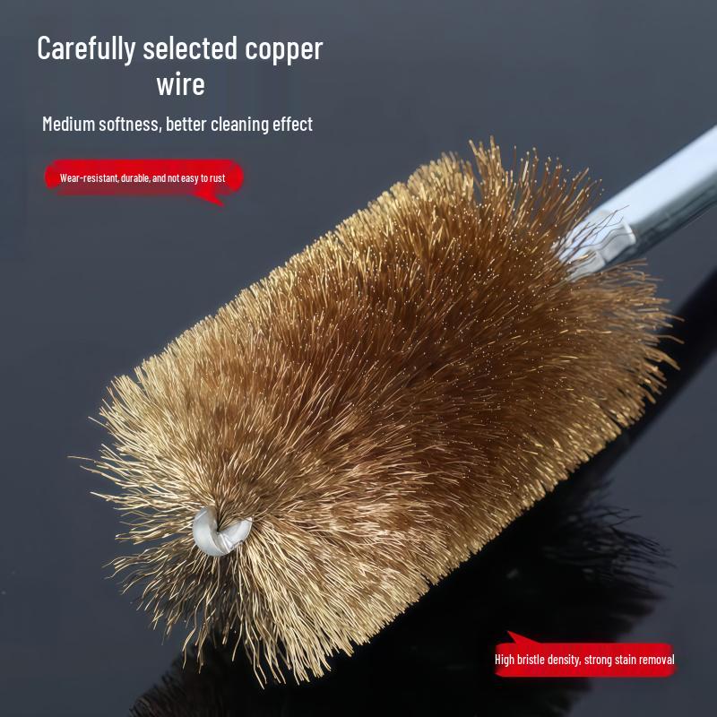 Industrial Rust Removal and Polishing Brush with Handle - Stainless Steel and Copper Wire for Inner Hole Sanding