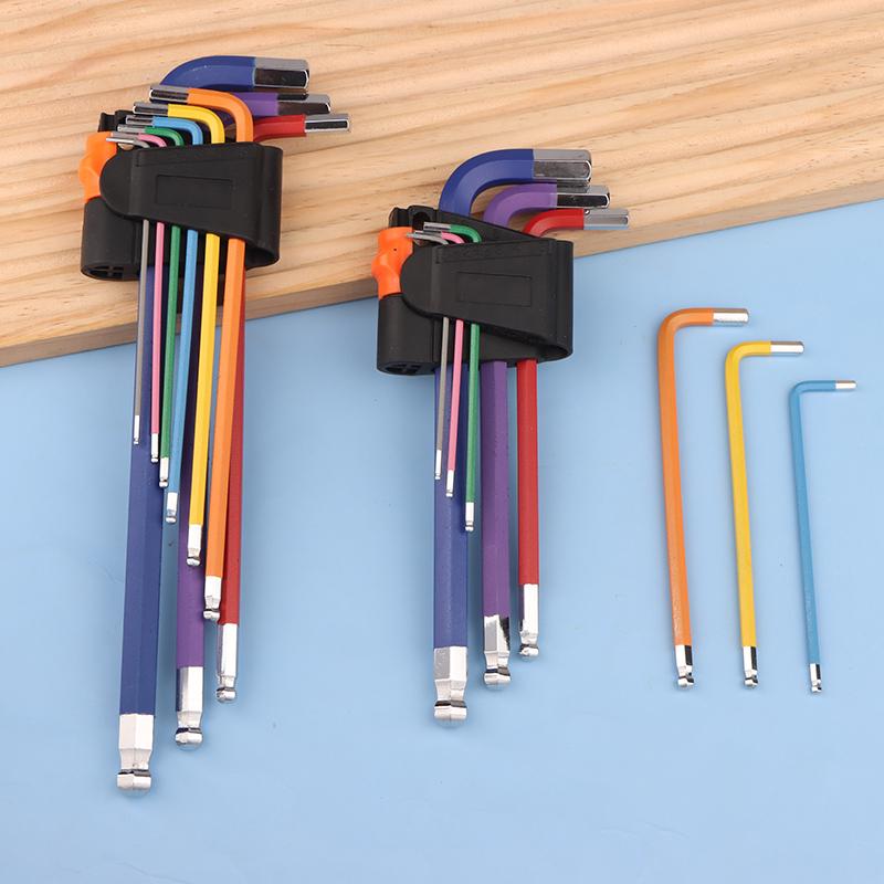 Allen Key Set L Wrench Kit For Allen Screw 9Pcs Long Arm Hex Key Set 1.5Mm To 10Mm Hexagon Spanner Hand Tools For Bicycle Repair