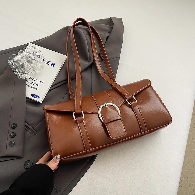 2026 Winter Belt Design Y2K Retro Design Small PU Leather Underarm Bag Women Fashion Handbags New Trend Shoulder Bag