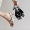 Pointed Toe High Heels Women Dot Sandals  Summer Singbacks Mules Shoes Elegant Butterfly-knot Stripper Party Sandalias