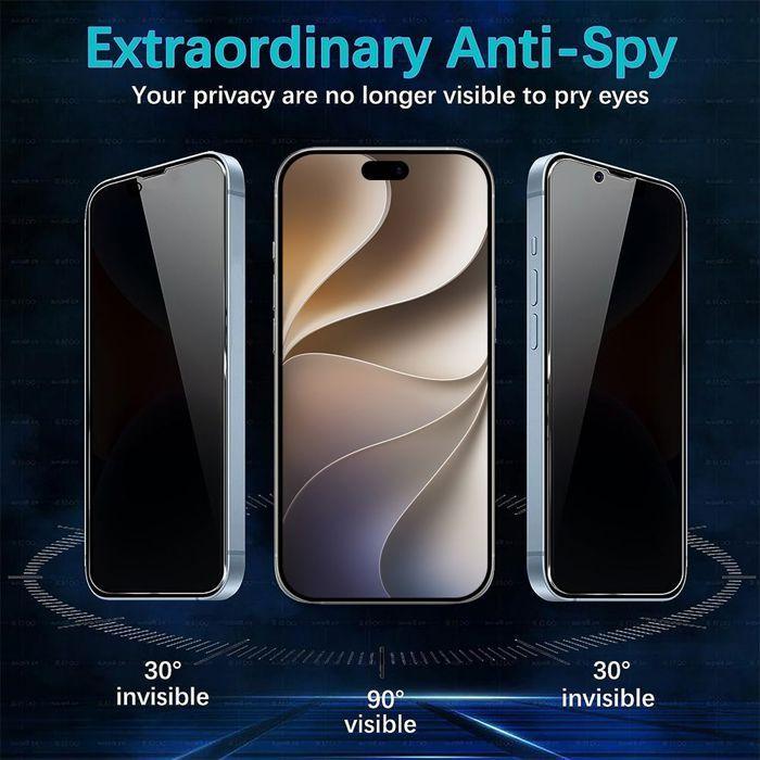 4x Verre Trempé Anti-Espion pour iPhone 18 Pro Max, Protection d'écran Anti-Rayures 9H