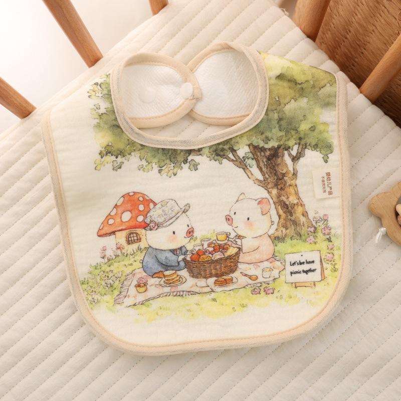 New Gauze U-shaped Baby Bibs Cute 6 Layers Cotton Saliva Towel Newborn Burp Cloths Bandana Scarf for Boy Girl Feeding Drool Bib