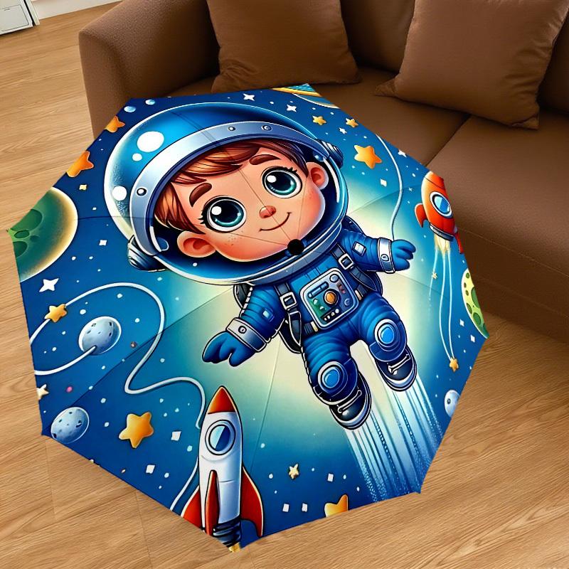 1PC Space Explorer Astronaut Umbrella-8-Rib Reinforced Portable Folding Travel Suitable for All Seasons Outdoor Daily Use-J401