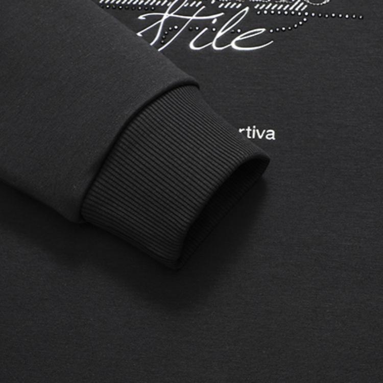 FILA Logo Print Crew Neck Pullover Sports Casual Sweatshirt Women sweatshirt Black F11W132253F-BK