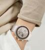 Jumpsunfun 20mm Watch Band for Omega and Silicone Strap with Quick Release Replacement Beige with White Stitching X, Swatch, Speedmaster, MoonSwatch,