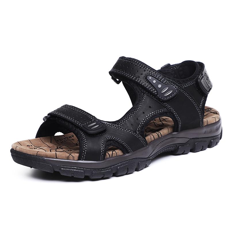 

FashionNew Летние сандалии мужские кожаные классические римские сандалии тапочки уличные кроссовки пляжные резиновые шлепанцы мужские водные походные сандалии 45 чёрный