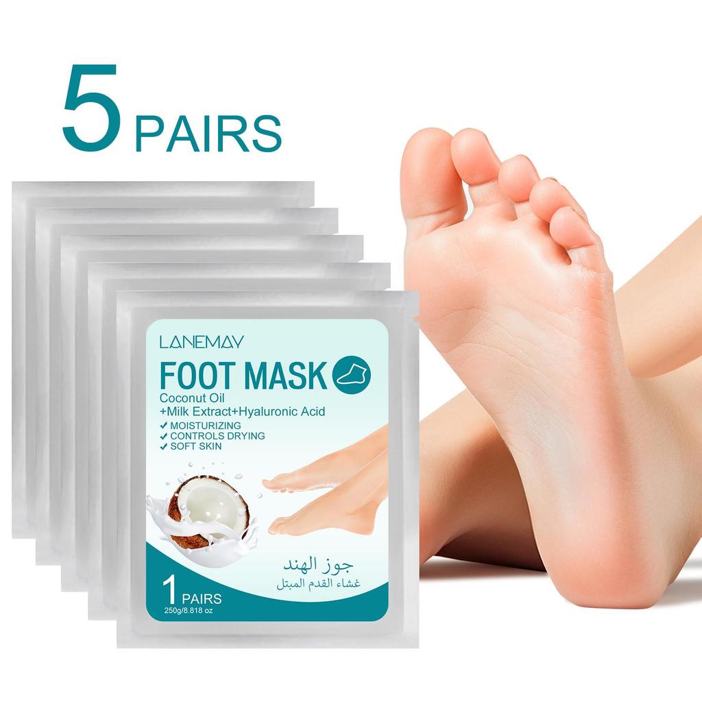 Coconut Oil Foot Masks-Intensive Moisturizing Treatment for Dry Cracked Feet, Soften Dry Skin & Improve Skin Texture,5 Pairs
