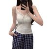 #Pure desire sexy lace splicing pit strip sling vest women's chest pad inner slim and thin bottoming shirt
