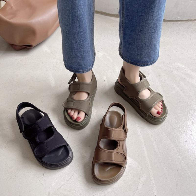 

fashion Flat Bottom Women Sandals Roman Style Outdoor Beach Casual Shoes Open Toe Platform Summer 2024 Women s Footwear Sandales Femme 35 чёрный