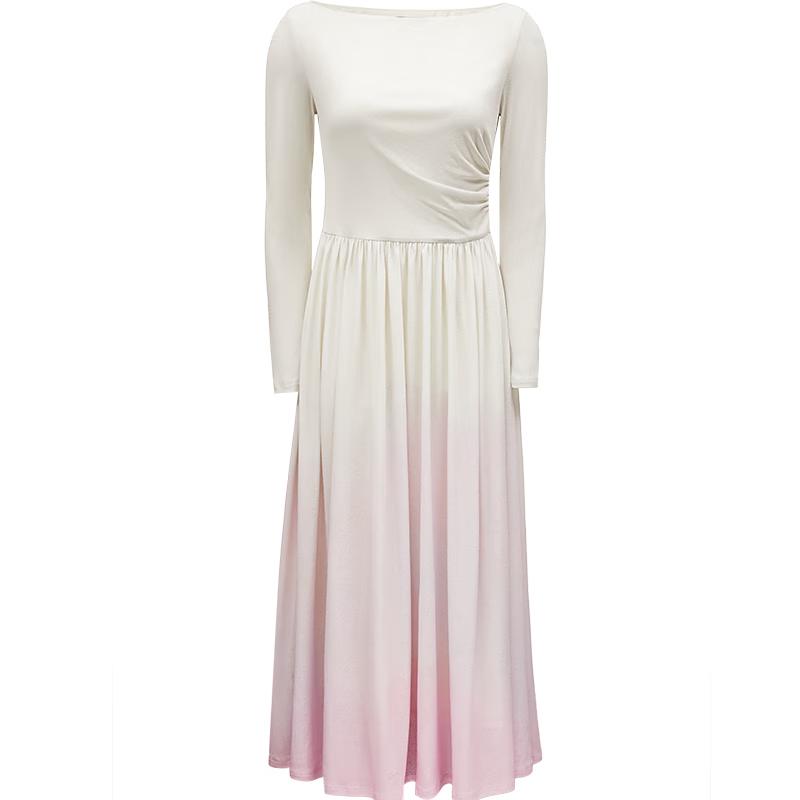 

VEROMODA 2025 Spring Off-Shoulder Pleated Ombre A-Line Long Dress XS