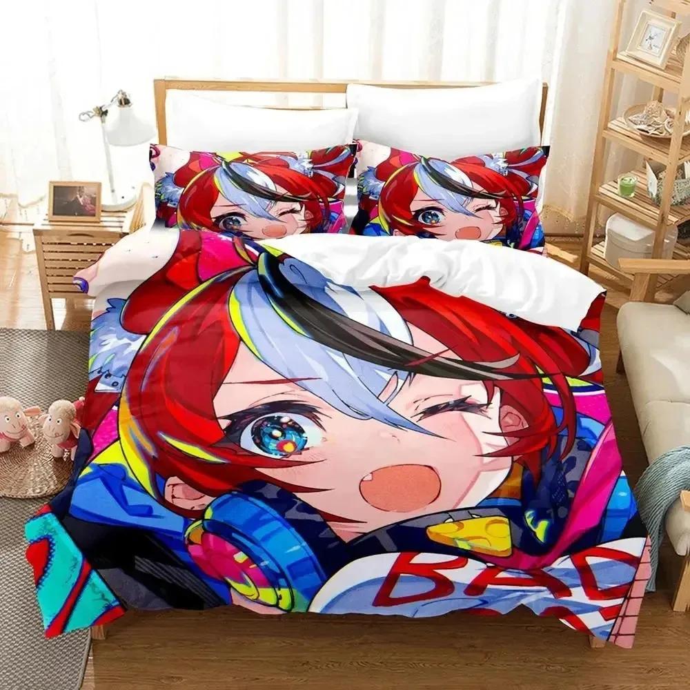 3D Print Hakos Baelz Anime Bedding Set Duvet Cover Bed Set Quilt Cover Pillowcase Comforter King Queen Size Boys Adult Bedding