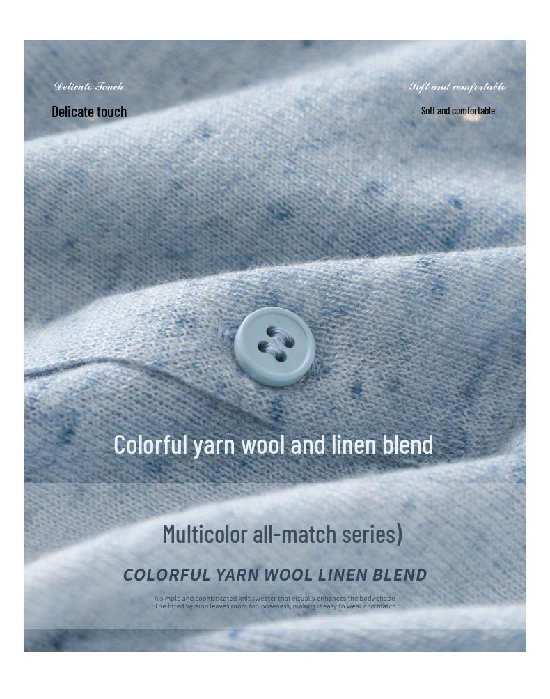 Women's Floral Wool Knit Cardigan - Round Neck, Short Sleeves, 2025 Spring/Summer Collection