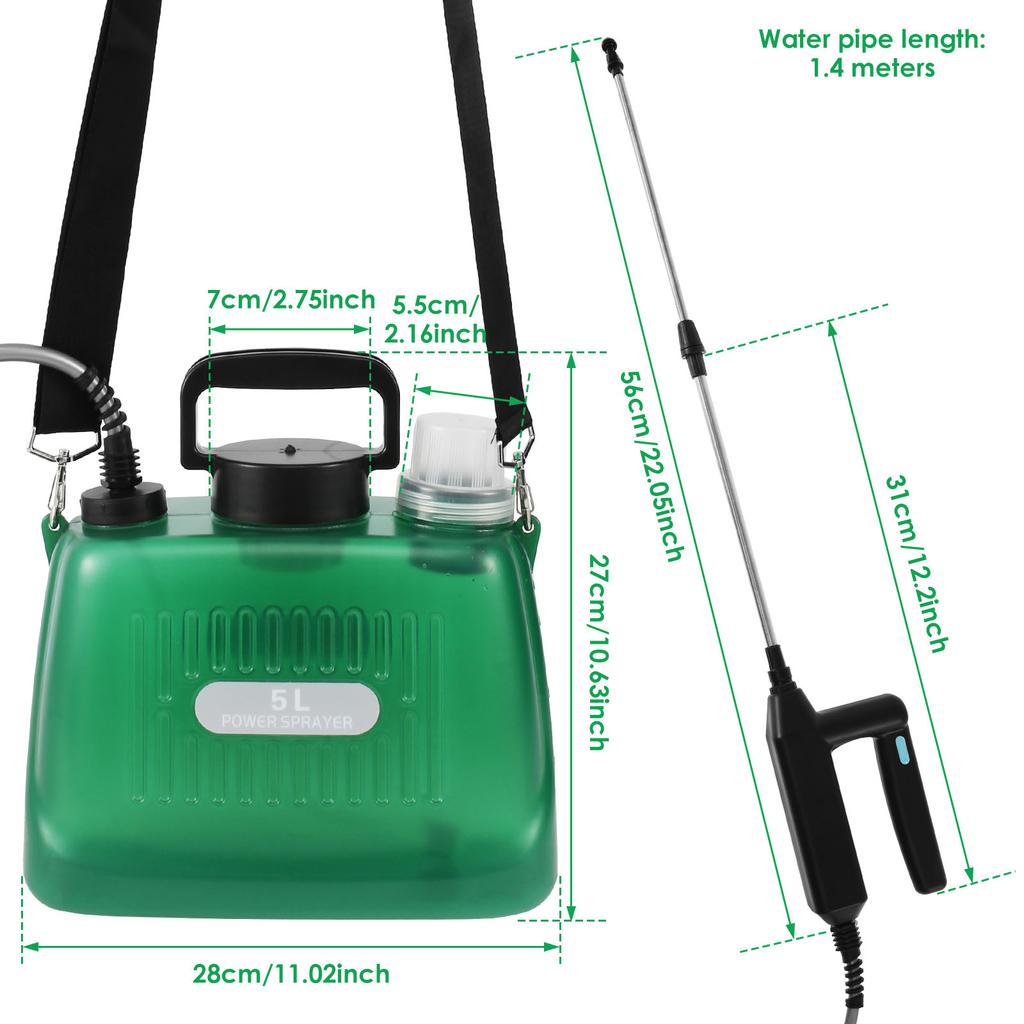 Battery Powered Sprayer with 4 Mist Nozzles 2000mAh Electric Sprayer 5L Weed Sprayer Portable Lawn Sprayer Pump with Shoulder