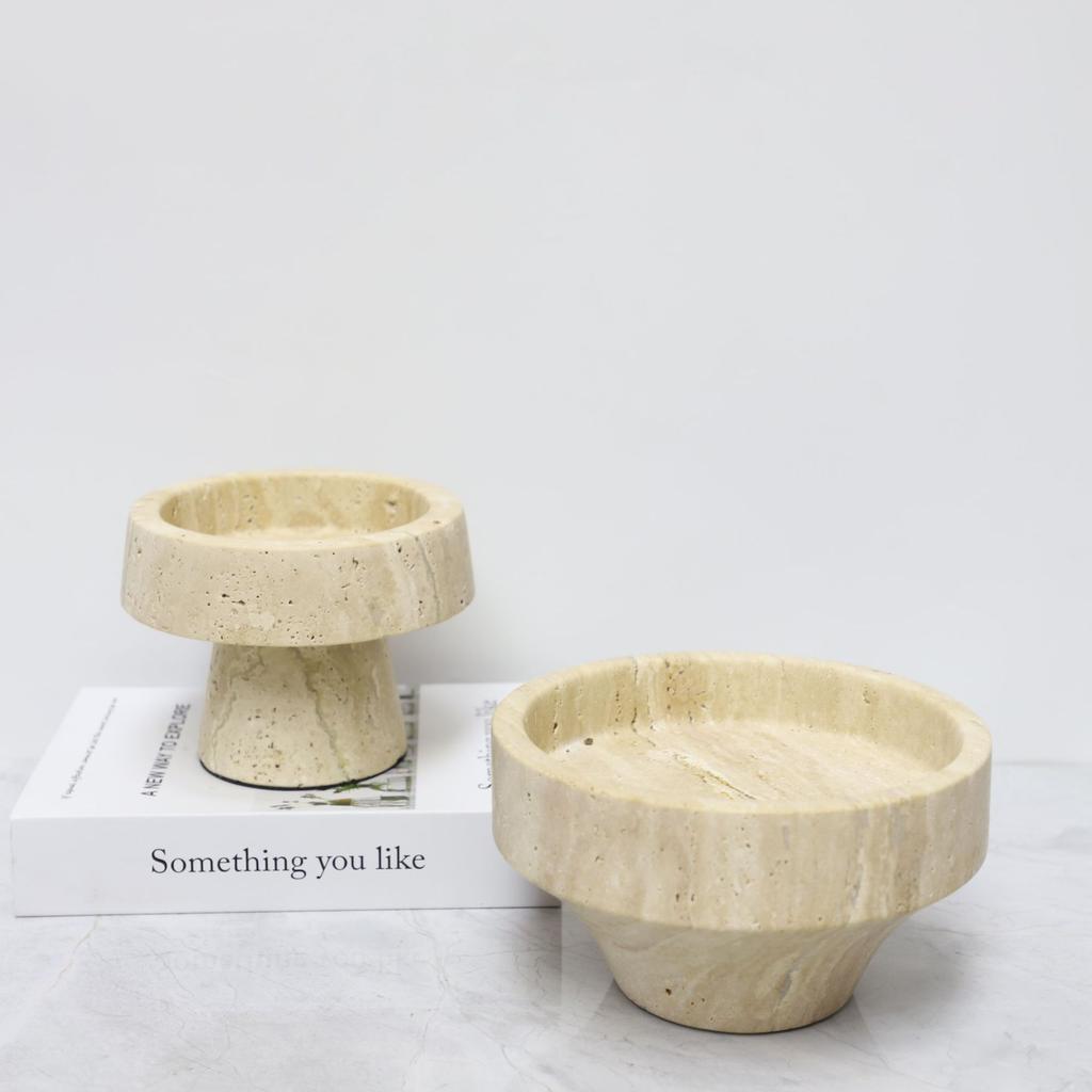 Natural Marble Tray, Beige Limestone Fruit Tray, Jewelry Storage Tray, Living Room Decoration Ornaments, Desktop Storage Rack