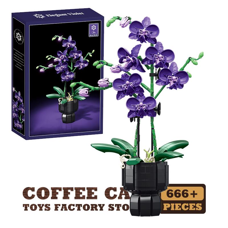 Non-Toxic Creative Bonsai Building Blocks Bouquet Decoration Moon Flower Moc Bricks 3D Model Diy Eternal Plant Kids Toys Children Friend Gifts