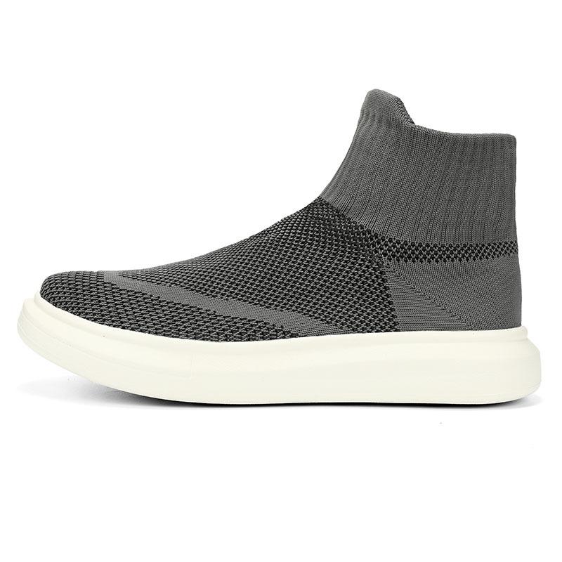 Socks and Shoes Fleece Warm Couple Large Size Fly-woven Couple High-top Board Shoes Fly-woven Shoes Platform Casual Shoes