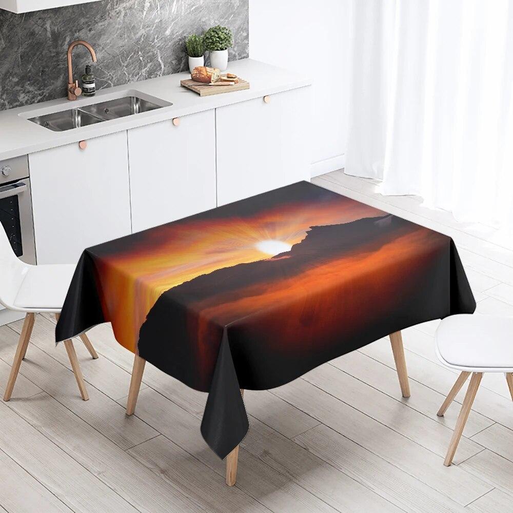 Beautiful Natural Scenery Printed Tablecloth Stain Resistant Waterproof Outdoor Camping  Kitchen Table Home Decor