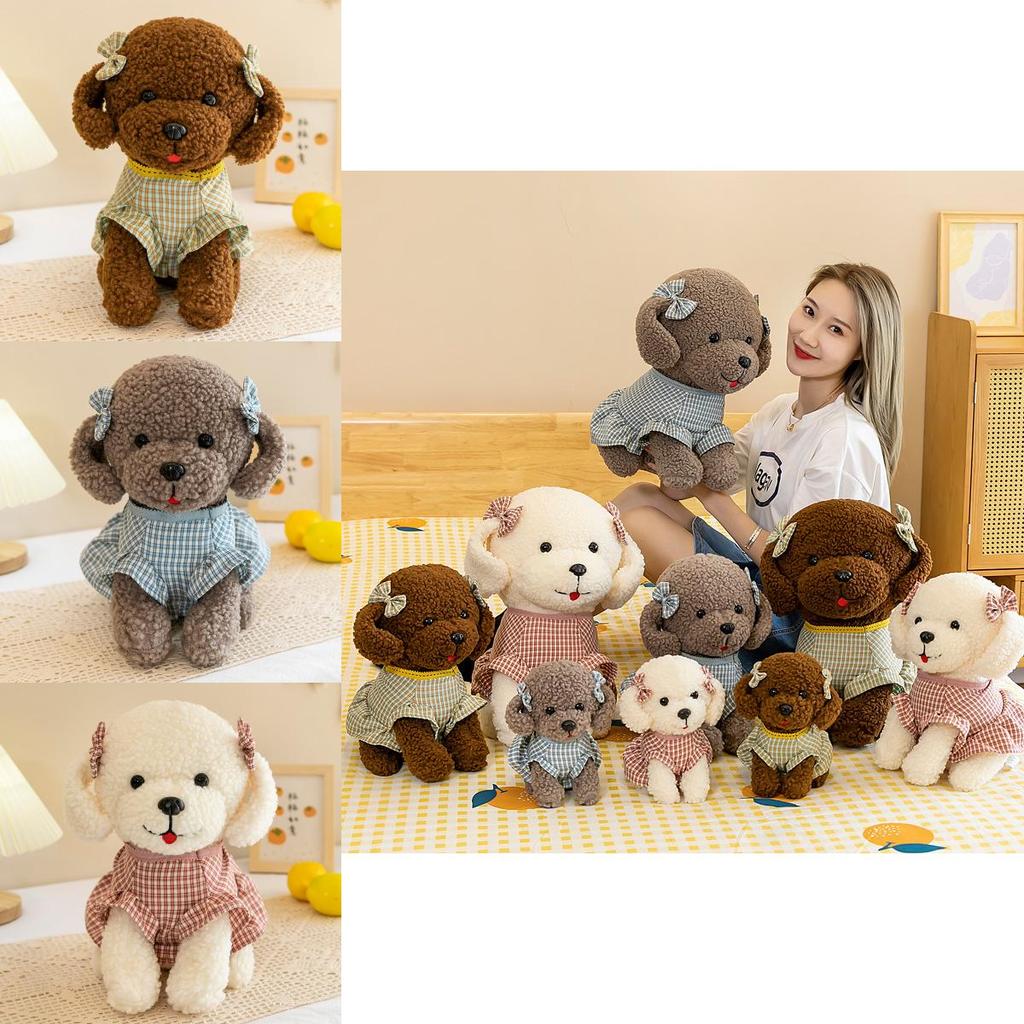 Realistic Plush Teddy Dog Toy Dressed In Cute Outfits Ideal For Kids Birthday Gifts Soft Fabric