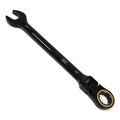 Fujiya Swivel Ratchet Black and 90 Gears for Working In Tight Interchangeable Wrench, Gold, 17mm, Spaces, Heads, CWL-17-BG