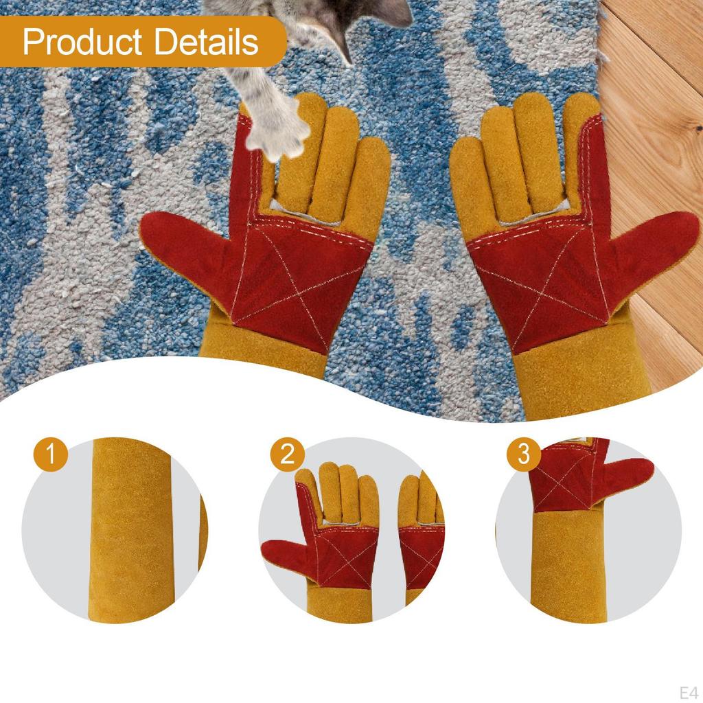 Animal Handling Gloves Anti Scratch PU Leather Breathable Pet for Cats Dogs Biteproof