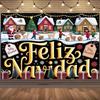 Winter Christmas Background Banner Spanish Christmas Party Decoration Xmas Tree Santa Claus Backdrop Supplies Photography Props