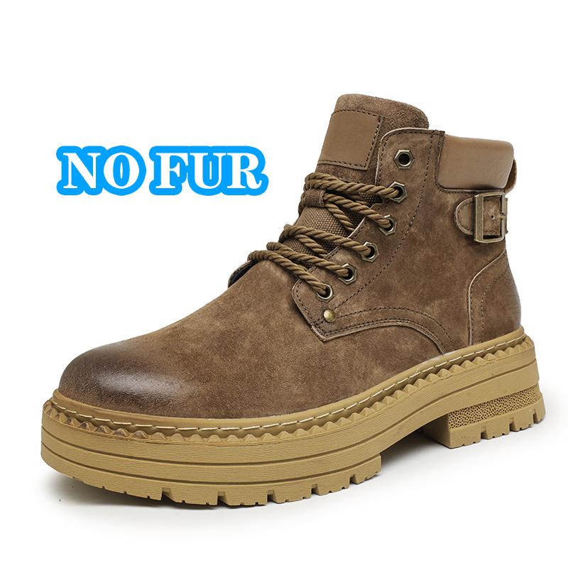 New Suede Leather Men's High Top Shoes Outdoor Fashion Ankle Boots Hiking Shoes Men Casual Shoes Retro Motorcycle Boots Sneakers