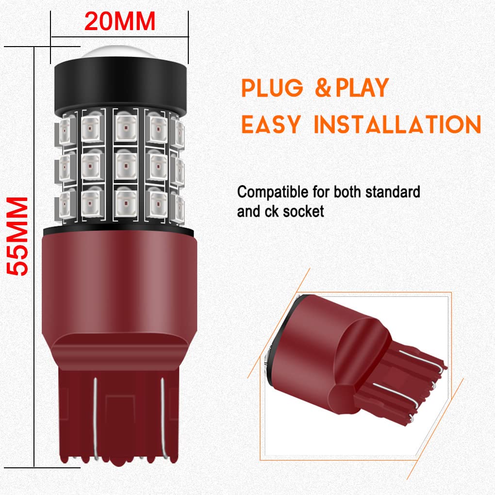 GLOFE Uppgraderad Version 7440 7443 LED Strobe Bromsljuslampa Bakljus Ren Röd