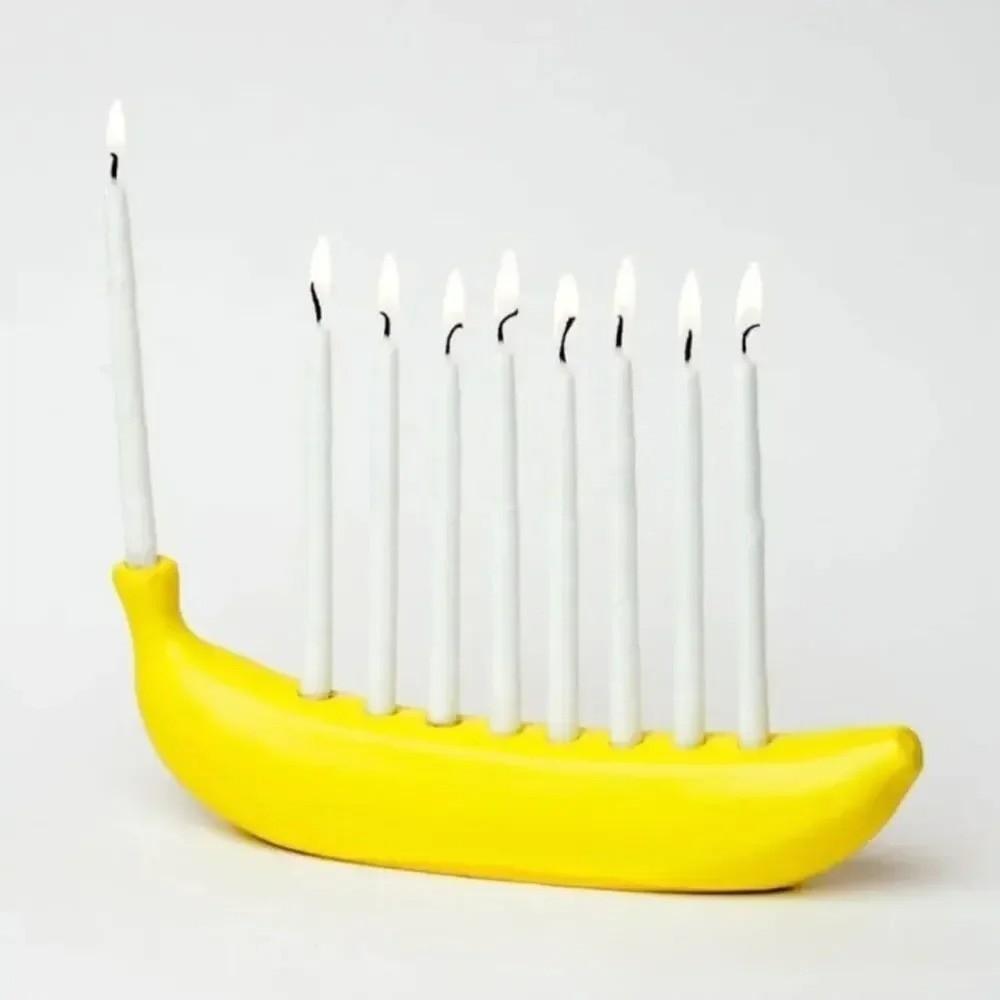 Banana Shape Hanukkah Candle Holder 9 Candle Capacity Banana Candlestick  Tabletop Display