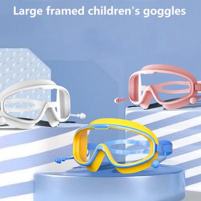Kids Swim Goggles with Earplug Waterproof No Leakage Anti-Fog UV Protection Clear Lens 3-15 Years Old Boys Girls Silicone Goggles