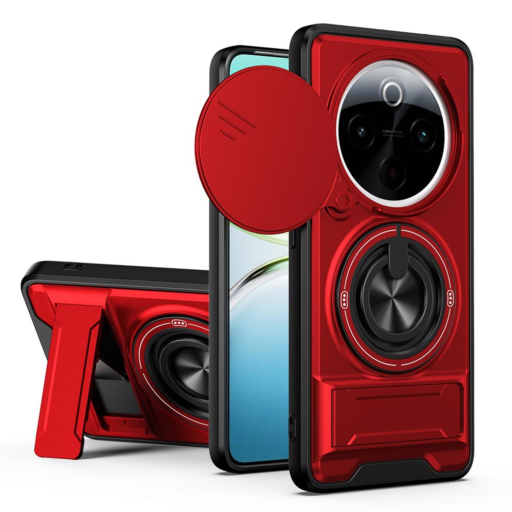 KEYSION Magnetic Phone Case for IQOO Z10 5G Slide Camera Protection Upright Kickstand 360° Ring Shockproof Cover for IQOO Z10