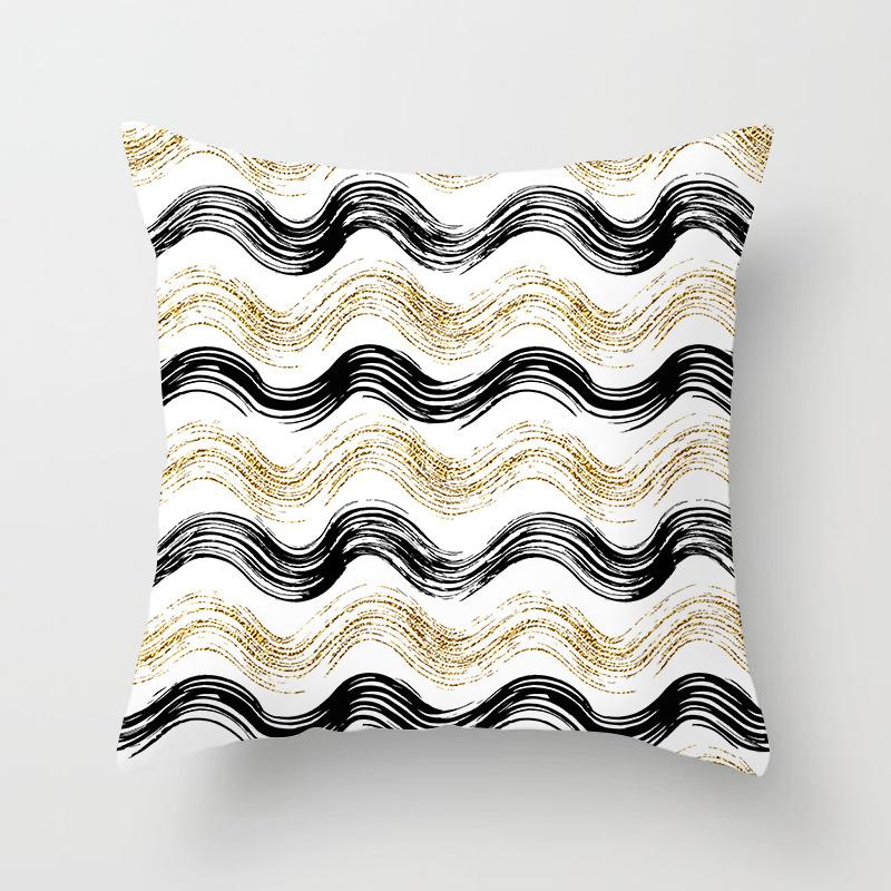 New Simple Geometric Stripes Wavy Golden Peach Leather Velvet Pillowcase Car Sofa Cushion Pillowcase