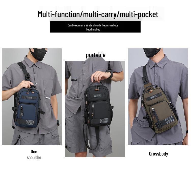 Men's Versatile Outdoor Crossbody Chest Bag - Large Capacity, Trendy, Multifunctional, Single Shoulder Bag.
