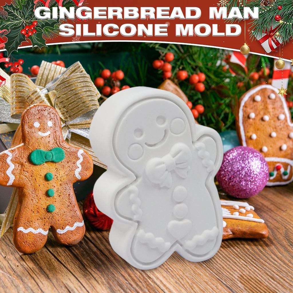 Christmas gingerbread man silicone molds DIY Cement Gypsum Mould Craft Supplies Christmas Decoration for Beginner
