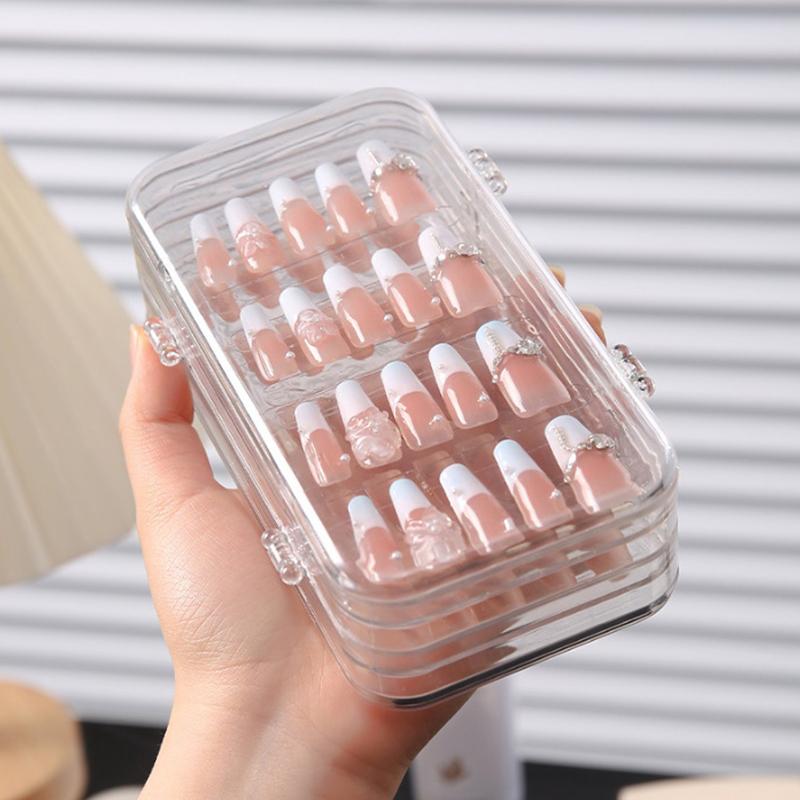 Three-Fold Press-On Nail Storage Boxes Transparent Plastic Nail Storage Box Press-On Nail Organizer For False Nails Display