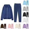 Fresh Casual Long Sleeve Hooded Sweatshirt Set Women Fashion Solid Color Pullover