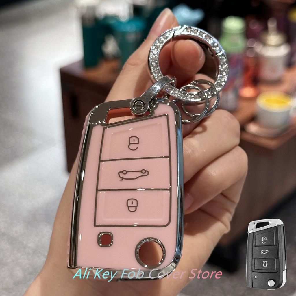 Car Key Case Cover Keychain For VW Golf 7 Tiguan SEAT Ateca Leon Ibiza Skoda Octavia Fob Shell Accessories