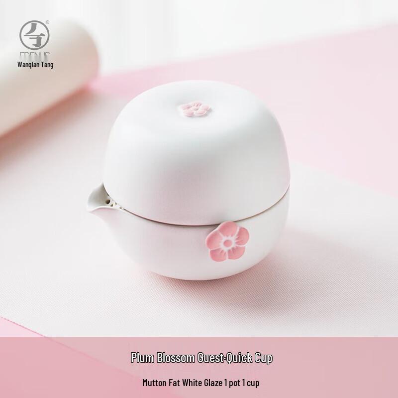 Edenus Ceramic Single-Serve Tea Set with Plum Blossom Design