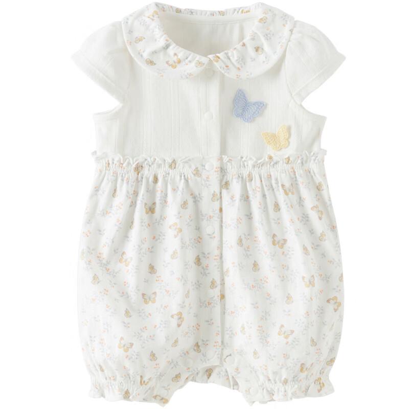 DAVE&BELLA Infant Girl Butterfly Print Summer Romper