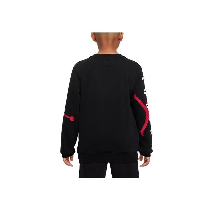 Jordan Logo Print Crew Neck Pullover Long Sleeve Sweatshirt Kids sweatshirt Black DV0870-010