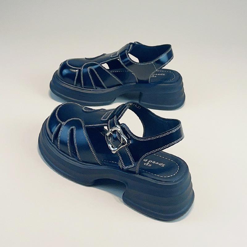 Baotou sandals women's new summer hollow woven breathable sandals muffin thick-soled beach