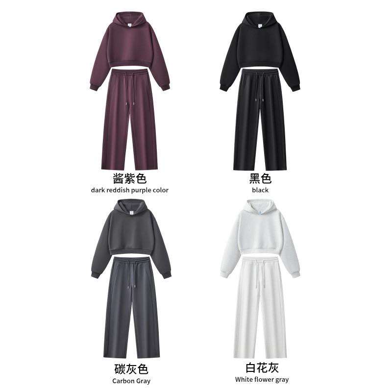 RS Womens Tracksuit Set Hooded Sweatshirt Jacket Pants Clean Fit American Sport Style Streetwear