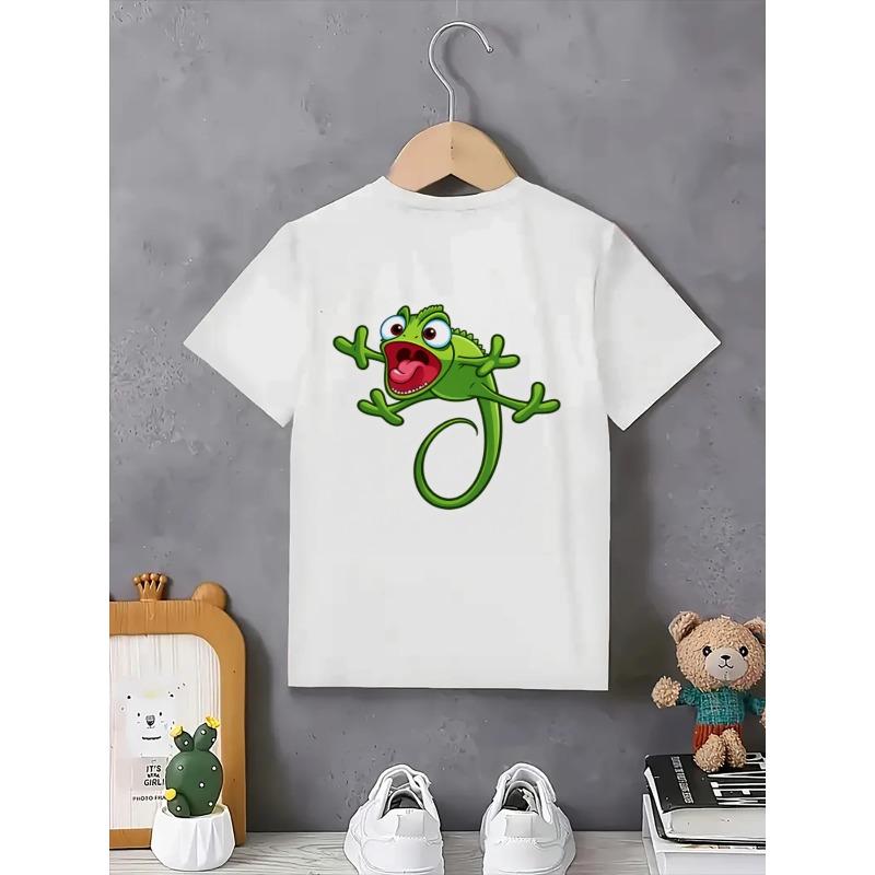 Evropské velikosti Chlapecké tričko s potiskem Design Art, Ideální pro venkovní aktivity, Měkký pletený top, Pohodlný a prodyšný, Vhodný na léto