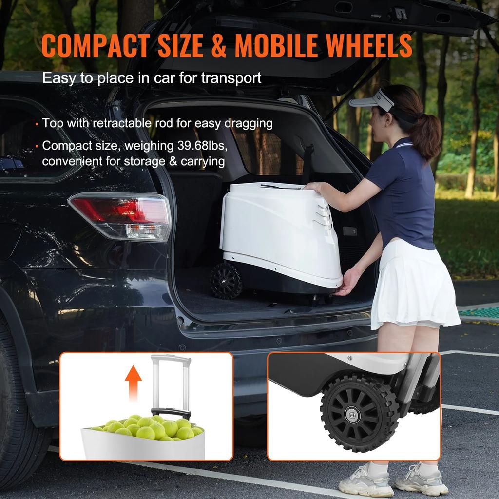 VEVOR Tennis Ball Machine, Automatic Portable Tennis Ball Launcher, 150 Balls Tennis Training Practice Thrower, 5 Motors Multi-Mode Drills