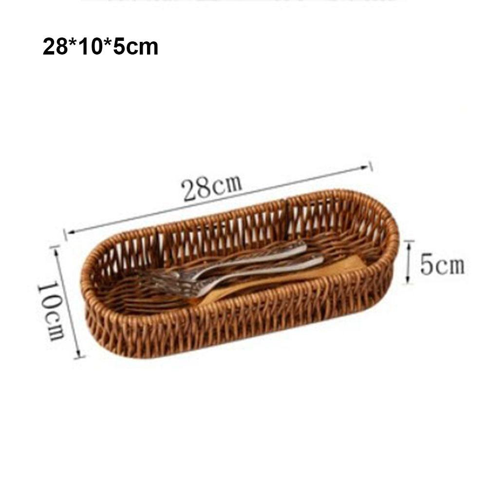 Household Rattan Wicker Woven Serving Baskets Rattan Basket  Restaurant Serving Tabletop Display