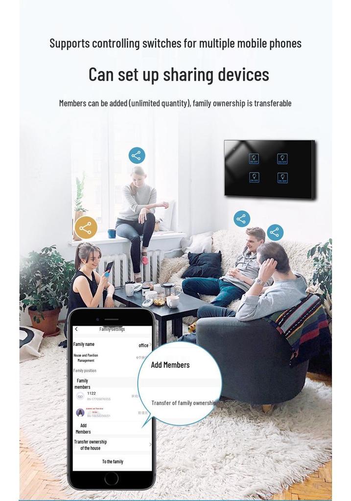 Zhengshang C5 Graffiti Smart WiFi Switch, Voice-Controlled, Tuya EU Standard, Compatible with Alexa & Google.