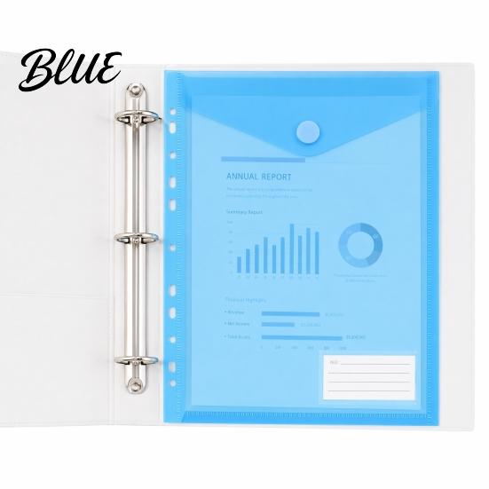 7 Color File Insert with Clear Envelope Poly Folder Set Binders Pocket Hook And Loop Closure Plastic Project Document