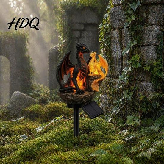 Scultura Fantasy per Giardino con Drago Luminoso Lampada Solare da Giardino Statua Gotica Medievale da Esterno Lampada Impermeabile Idee Regalo per Amanti Resina per Patio