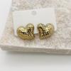 1 Pair of Heart Shaped Gold Earrings, Modern Minimalist Style Earrings, Suitable for Daily Wear