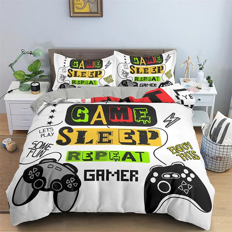 Soft Game Twin Full Queen King Bedding Set Microfiber Gamepad Controller Print Duvet Cover Set Boys Video Games Comforter Cover
